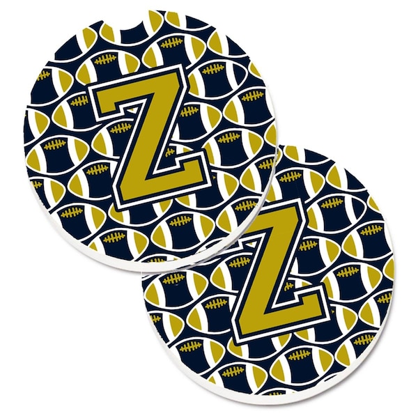 Carolines Treasures Letter Z Football Blue and Gold Cup Holder Car Coaster, PK2 CJ1074-ZCARC - main
